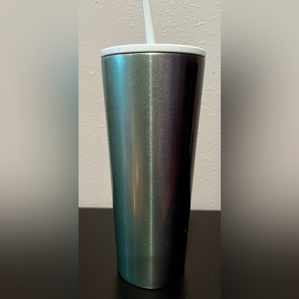 New Starbucks 24oz Stainless 2 Tone Tumbler. Green / Purple Shimmer